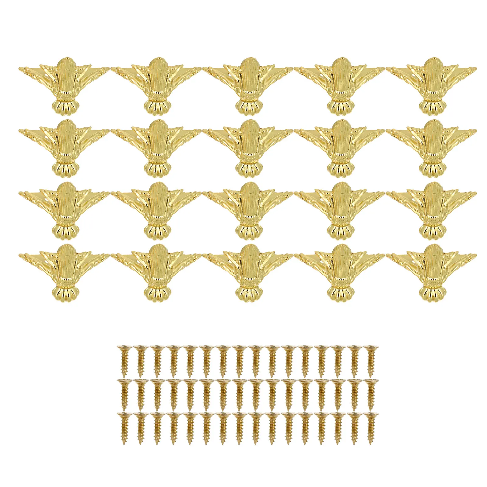 

20Pcs Furniture Leg Decor Vintage Box Feet Metal Corners for Wooden Jewelry Wine Gift Boxes with Screw Fixings