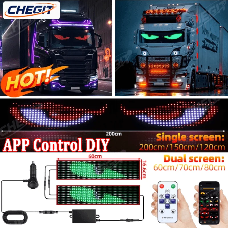 

APP Control LED Truck Custom Text Pattern Lighting Display For Board Windshield with Remote Car Devil Eye Light Music Mode 24V