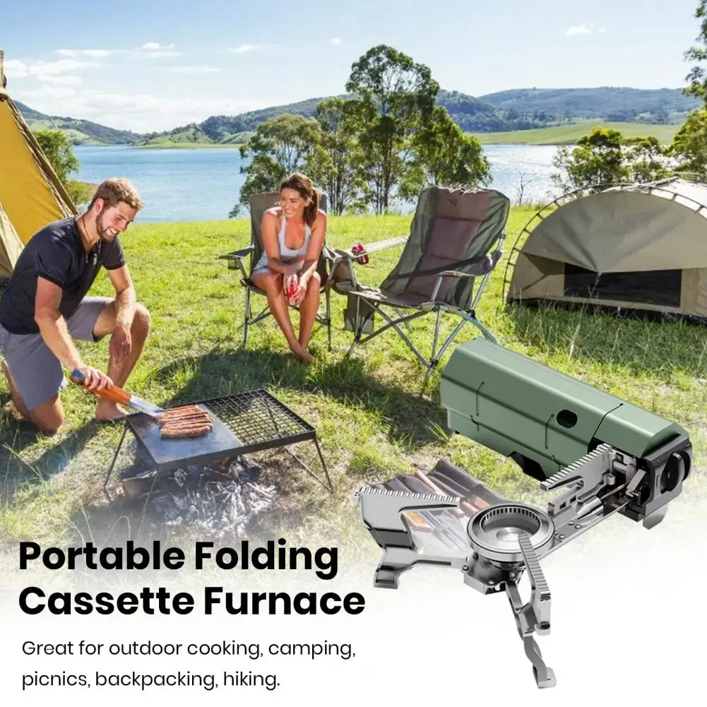 

Foldable Gas Stove Picnic Stove Portable Camping Gas Stove Adjustable Flame Intensity Wind-proof Burner for Travel Picnics 2600w