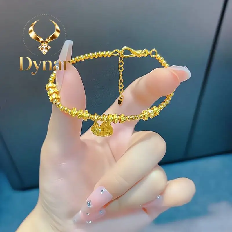 Dynar Jewelry    9999 24K real gold Jizi Fu brand transportation ring bead bracelet for women 2025 new Chinese style bead bead b