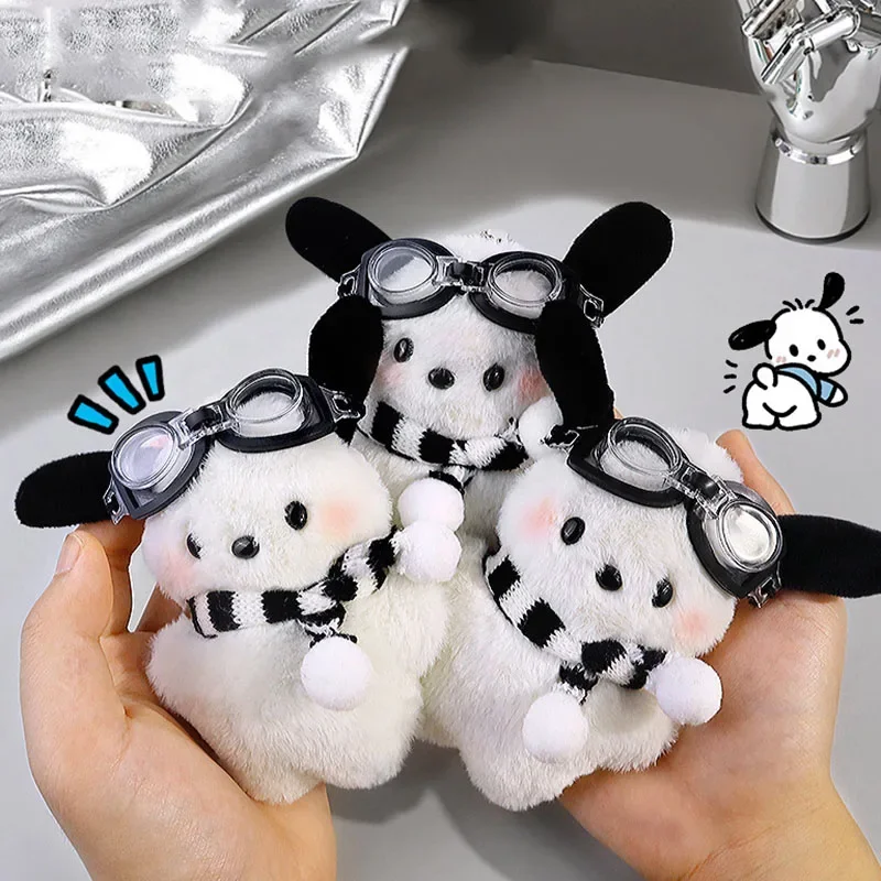 Kawaii Pilot Pochacco Keychain Keyrings Sanrio Toys Scarf Pochacco