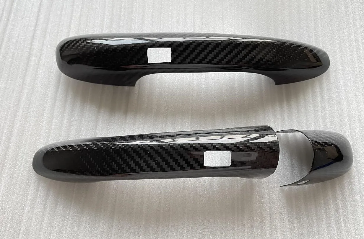 Door Handle Cover 2016-22 For Mercedes Benz C-Class W205 AMG GT 2D Sticky Type Dry Real Carbon Fiber 3 Pcs/Set