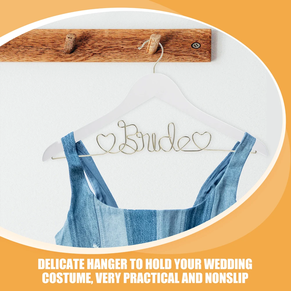 

Wedding Dress Hanger Wrought Iron White Bride Formal Clothing Wire Versatile Reliable Safe Reusable Storage ganizer Practical