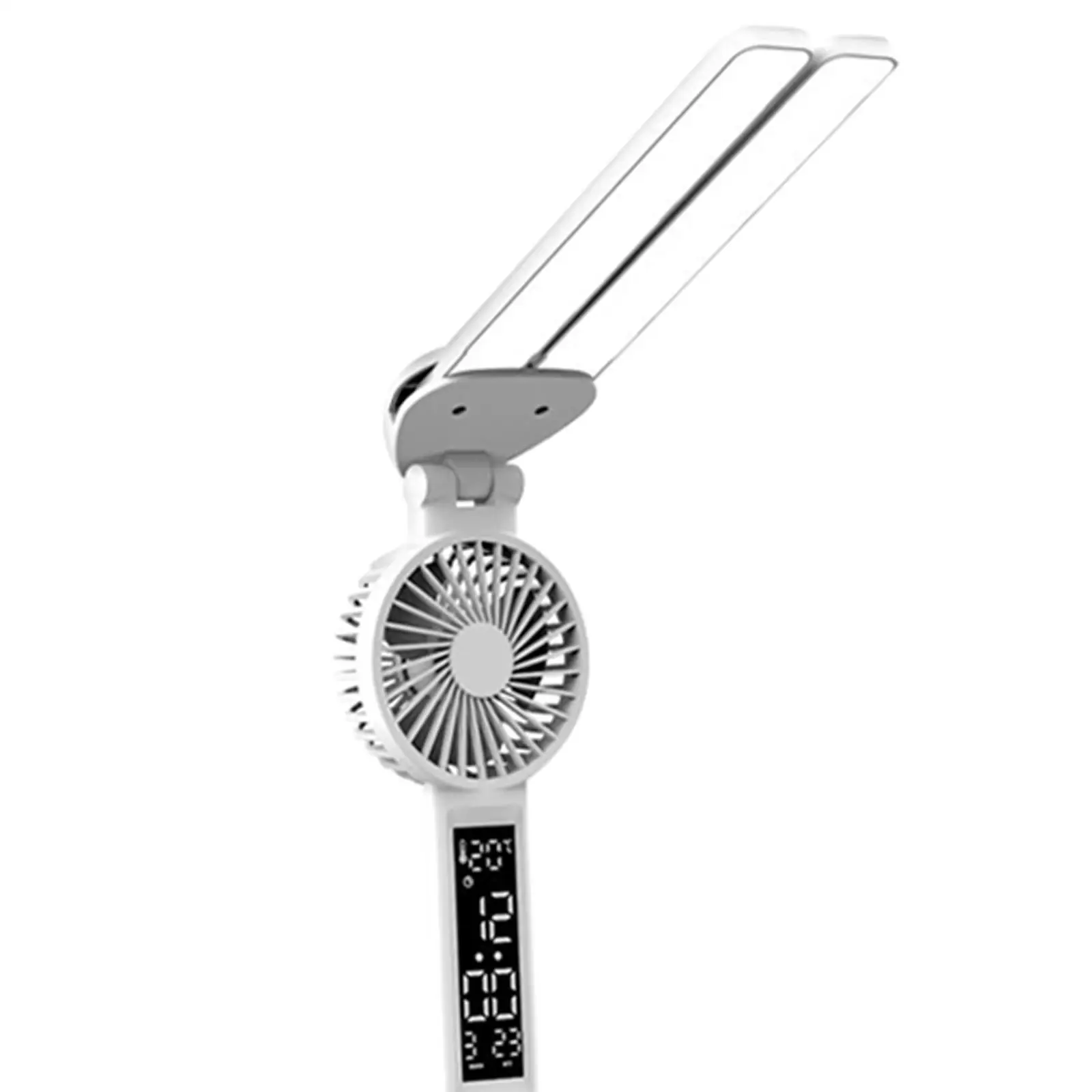 Lampada da tavolo con portamatite a ventola lampada da ufficio a doppia testa lampada da scrivania a LED USB ricaricabile 3200mAh