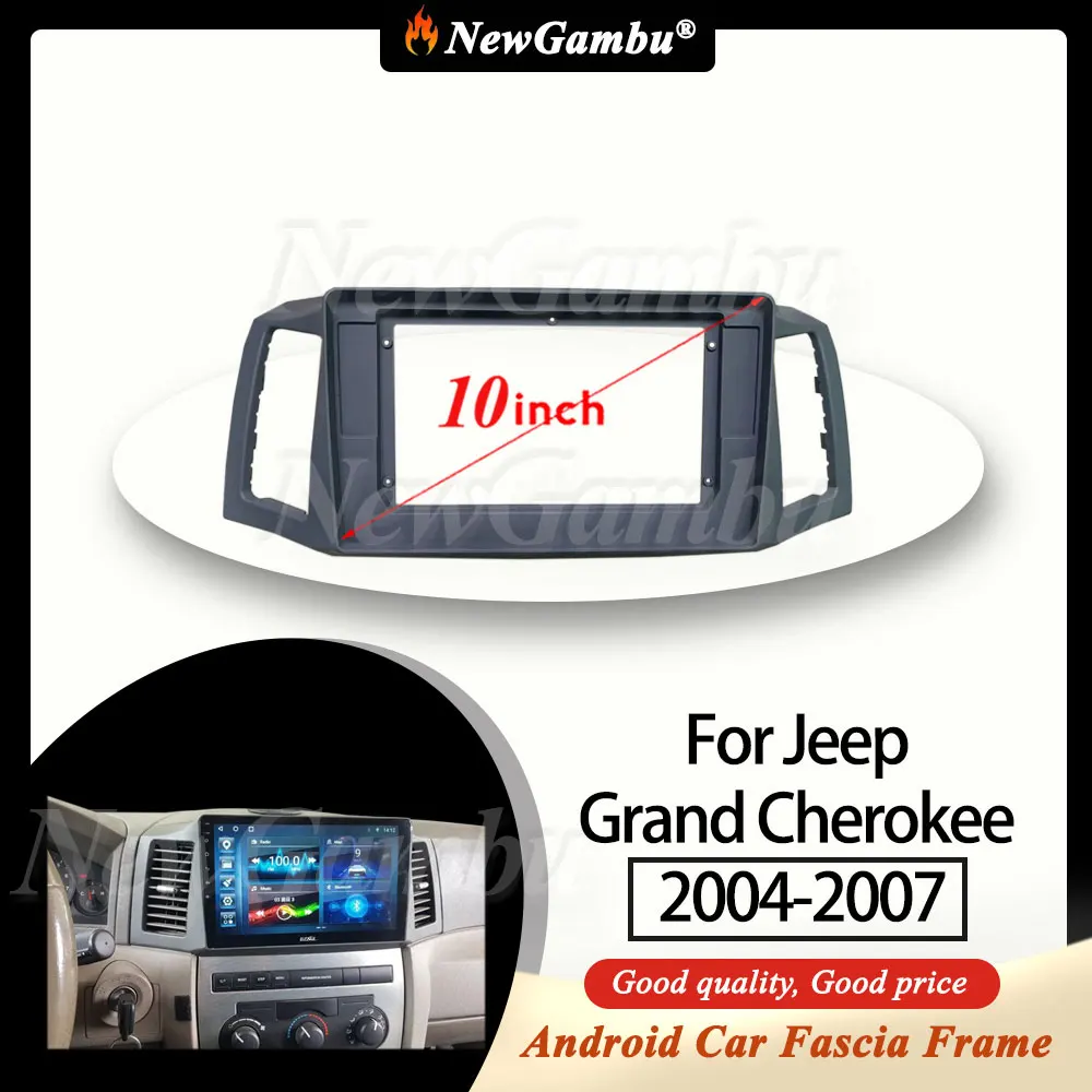 NewGambu 10 Inch Radio Fascia fit For Jeep Grand Cherokee 2004-2007 Fascia Frame No Cable Trim Panel Audio Frame Cover