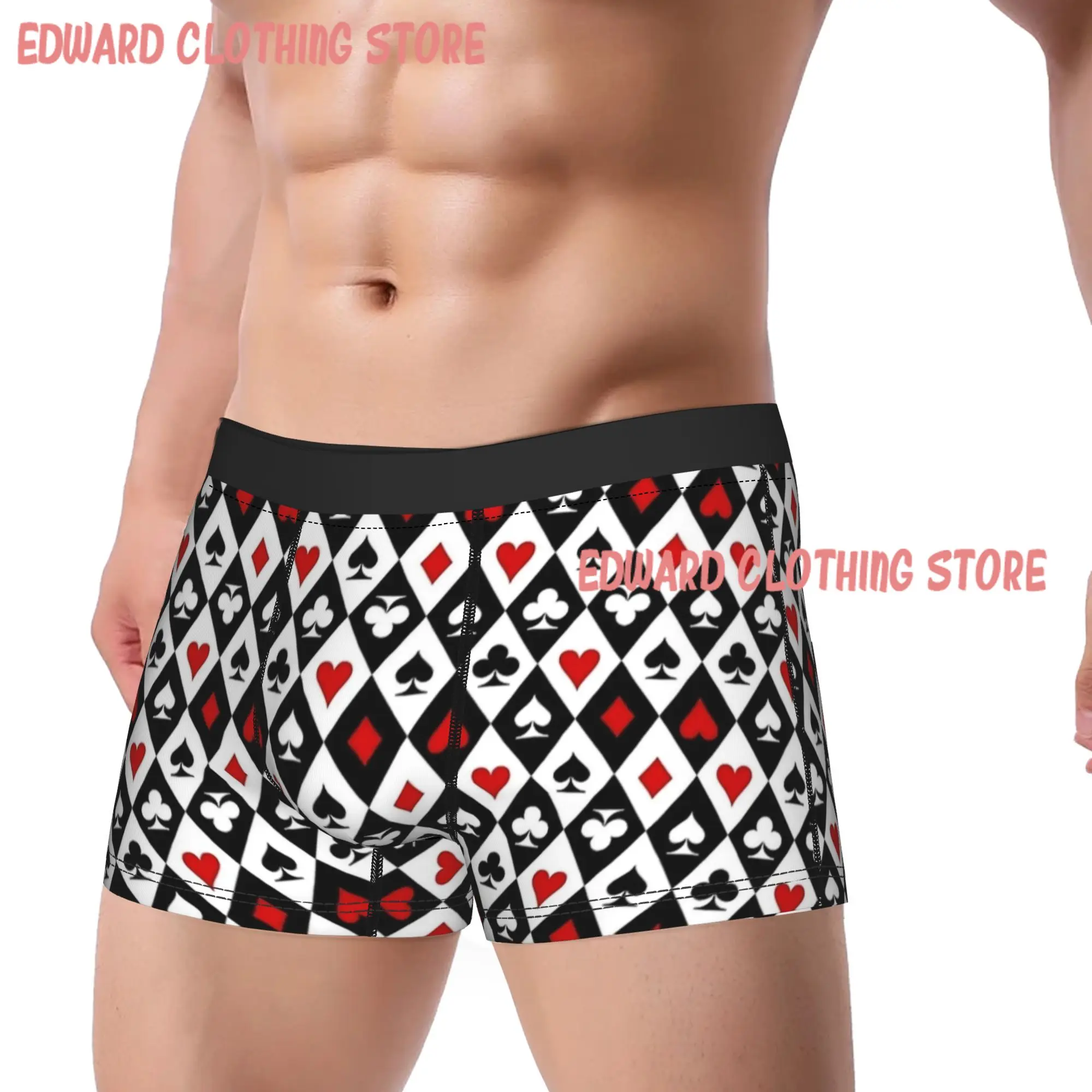 Playing cards suit symbols Underwear  Elastic Underpants Custom DIY Boxer Brief For Men 3D Pouch Plus Size Boxershorts
