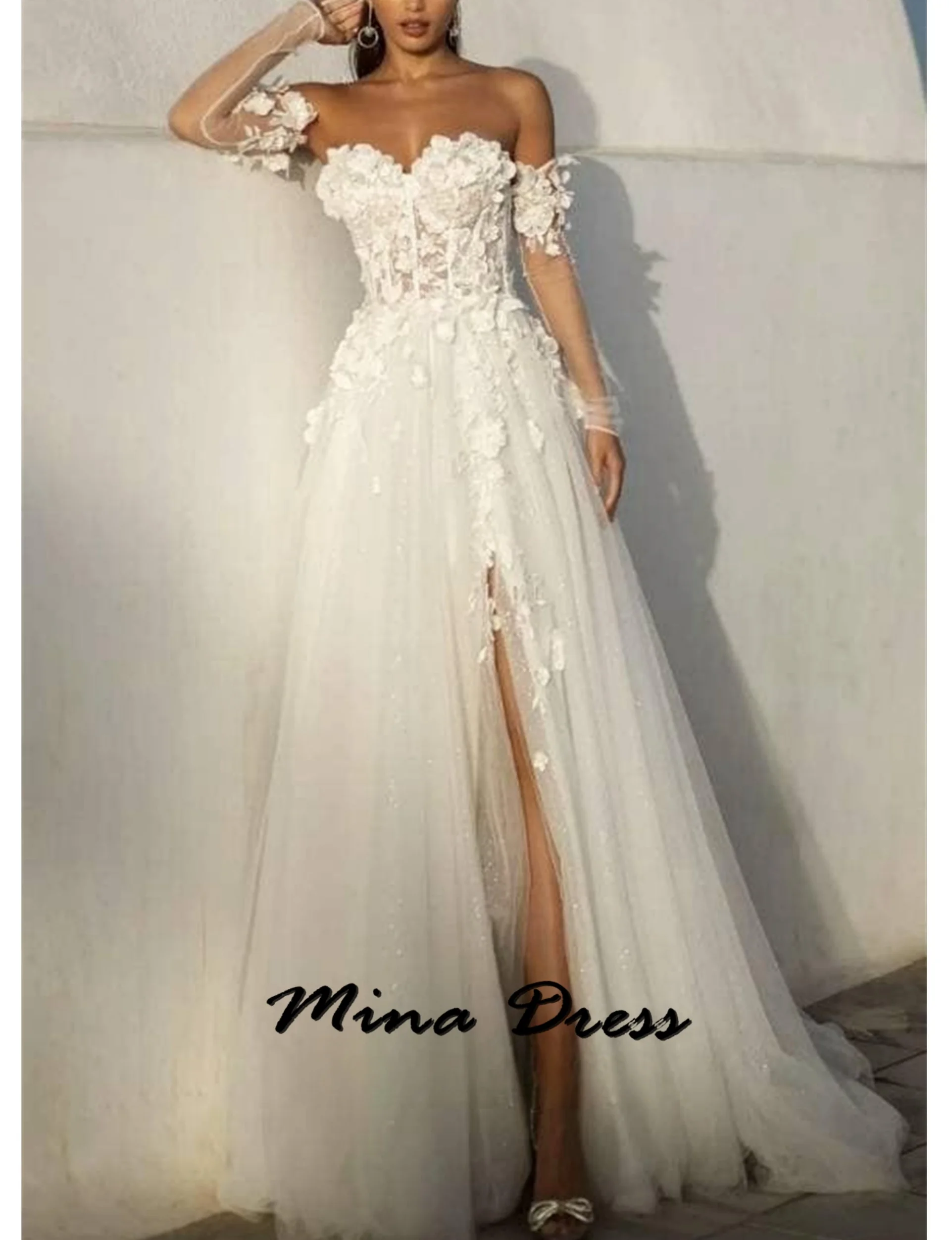 

Mina Customized Strapless Evening Dresses Woman Elegant Luxury Evening Dress 2024 Dubai Backless Prom Dresses Sale Slit Flowers