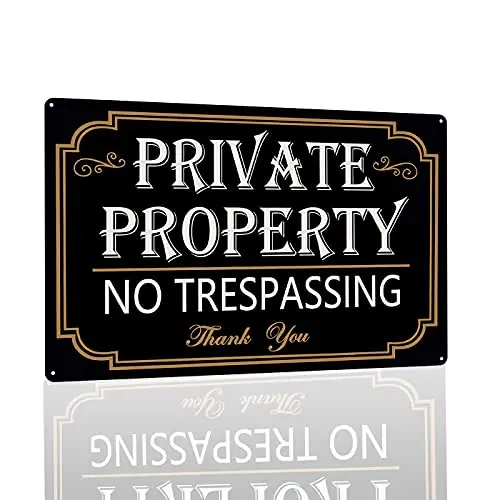 Sovava Private Property No Trespassing Sign Safety Privacy Warning Sign Metal Yard Signs for House,Office,Business 8X12Inch