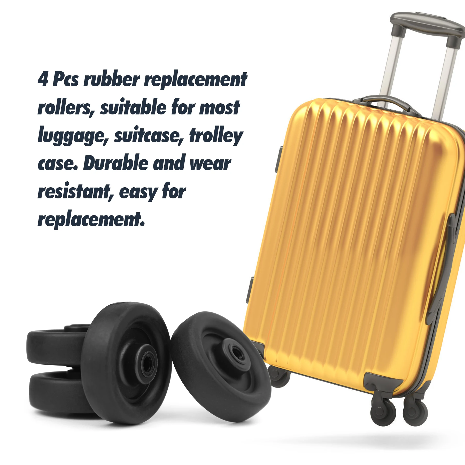 4PCS Black Luggage Wheel Replacement with Screw for Travel Luggage Suitcase Wheels Axles Repair Kit Dia 50mm Caster Wheel Repair