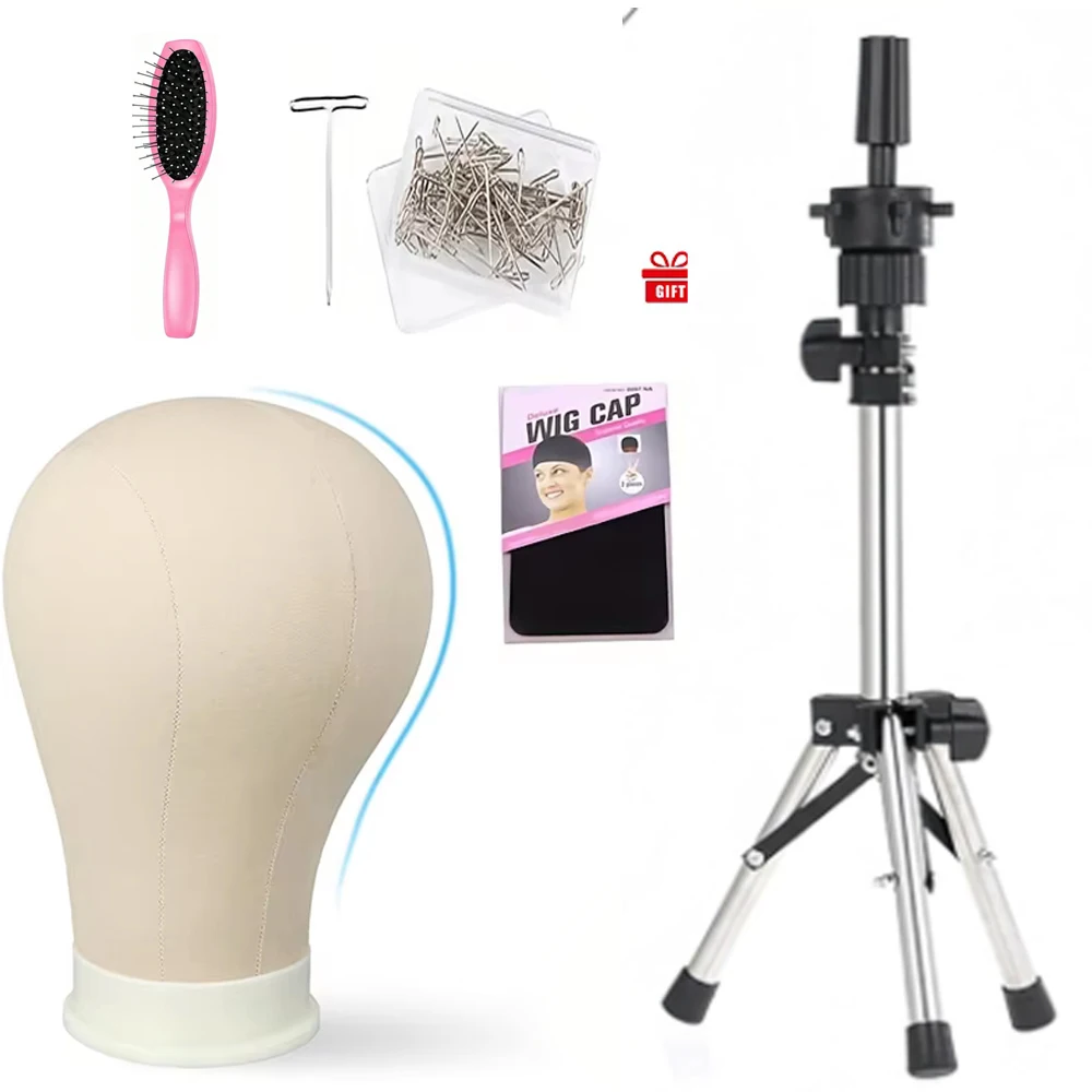 Styling Practice Mannequin Head Set with Adjustable Stand