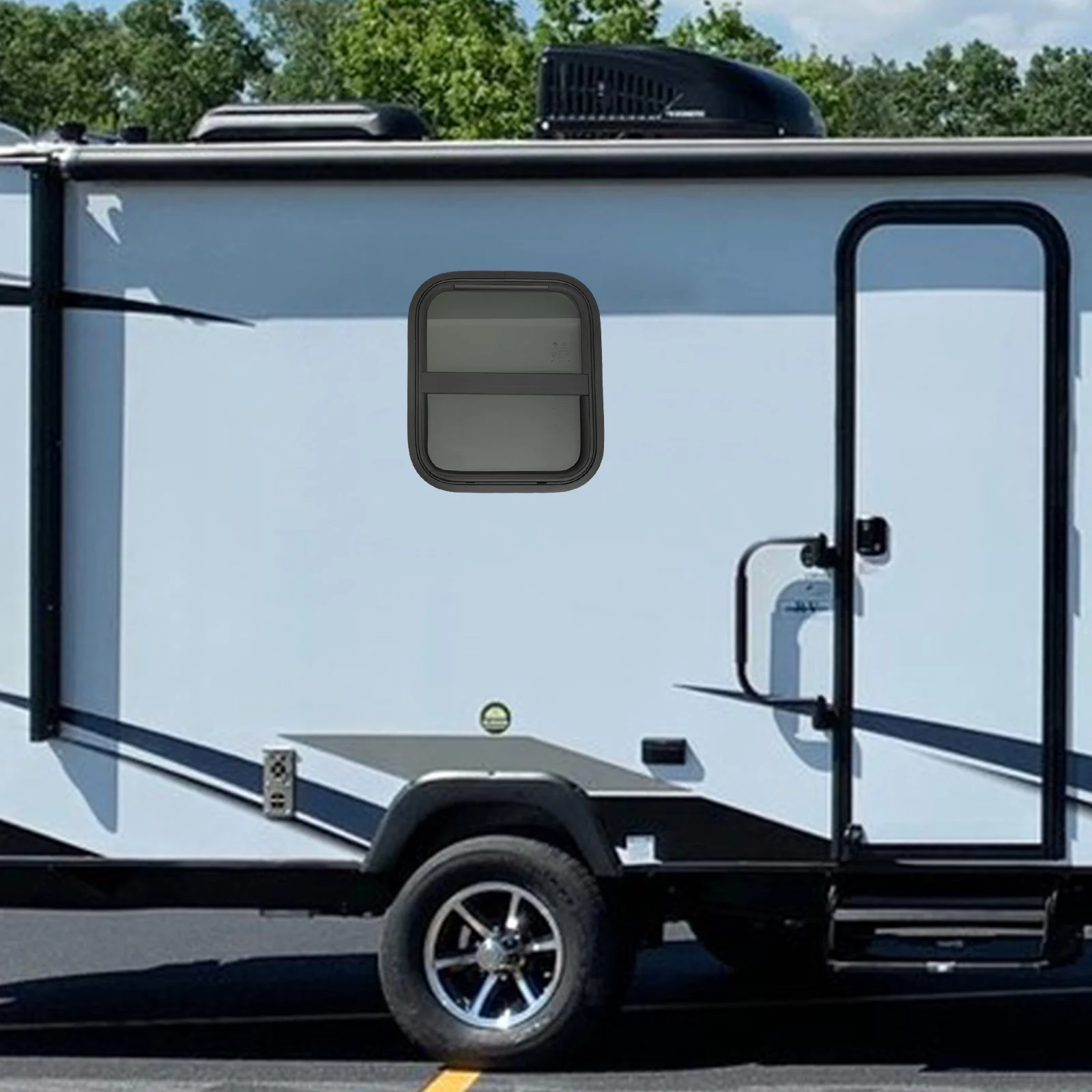 نافذة RV شاشة عمودية منزلقة مضادة للبعوض نفاذية 20% عالية الخصوصية مقاومة للأشعة فوق البنفسجية مقاومة للماء قفل ثابت سهل التركيب