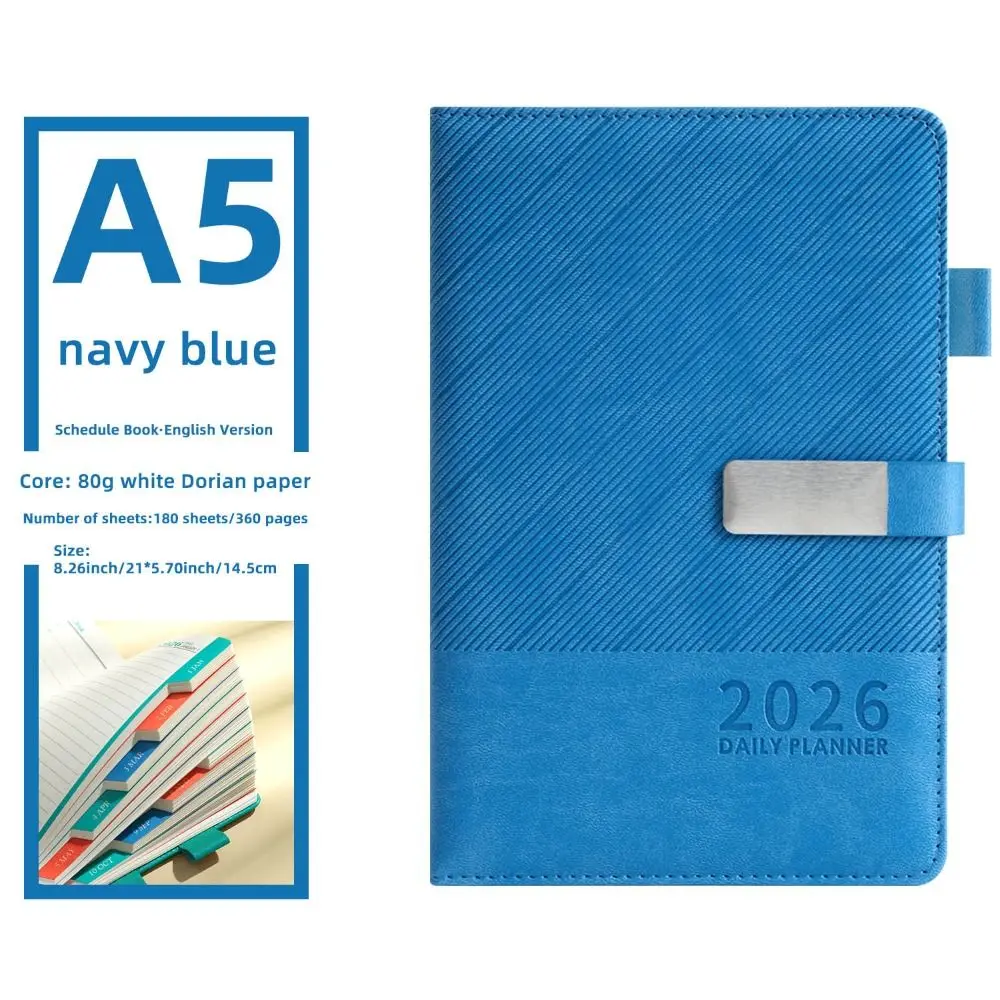 Time Management 2026 Schedule Planner Notepad Wear-resistant Efficiency A5 English Daily Plan Notebook To-do List 365 Days