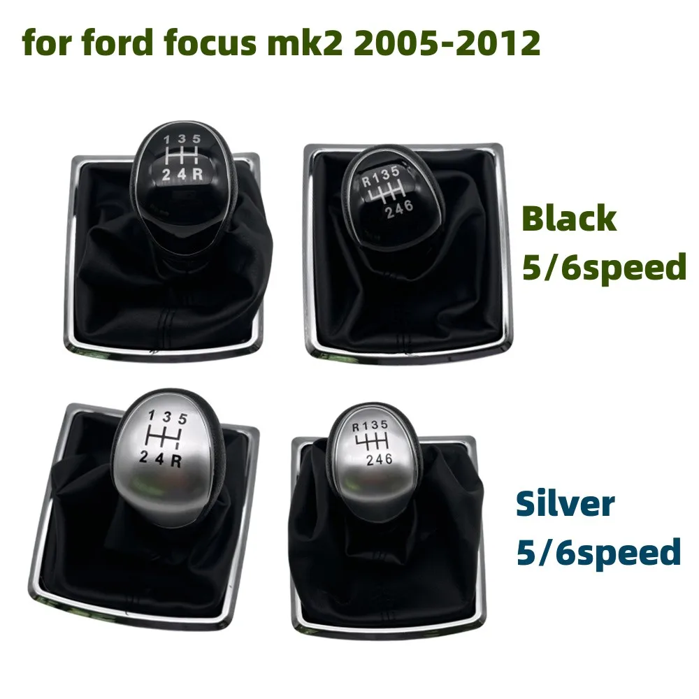 5/6 Speed Gear Shift Knob Lever HandBall Gaiter Boot Leather Cover For Ford Focus 2 MK2 2005-2012 Car Accessories