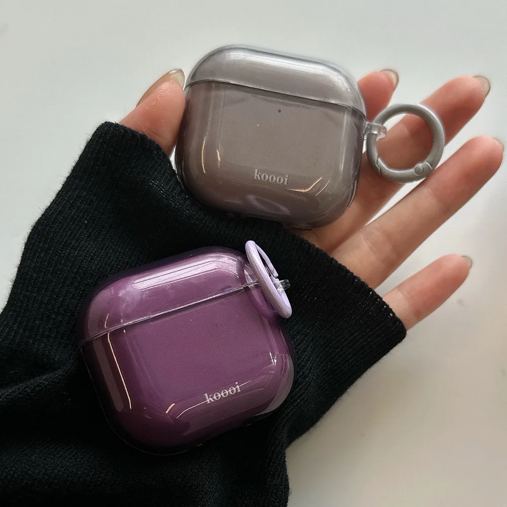 Simple Style Purple Tpu Clear Imd Bluetooth Earphone Case For AirPods Pro 3 2 Silicone Protective Cover For AirPods 4 3 1 or 2 - view 3