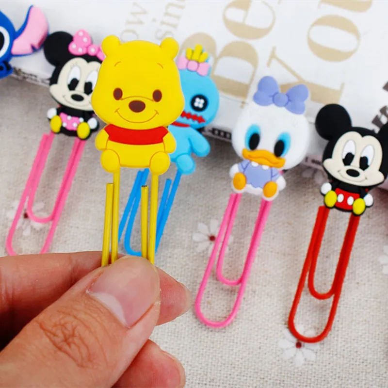 Nuovo Anime Disney Paperclip segnalibro Kawaii Mickey Mouse Stitch Disney Princess paginazione cartella Cartoon segnalibro regali