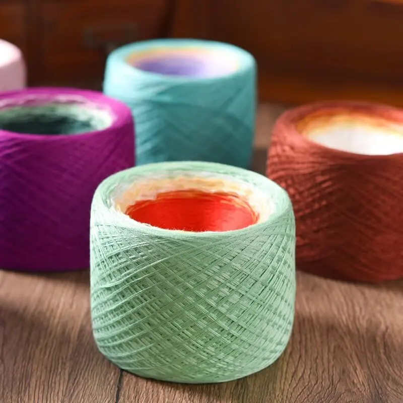 300g Mercerized Cotton Hand-wound Mixed Strand Cake Thread Gradient Dyeing Hand-knitted Shawl Blanket Crochet Wool