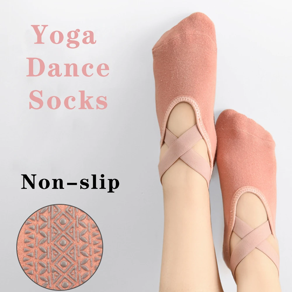 2Pair Professional Women Yoga Socks Towel bottom Anti-slip Ballet Pilates Socks Backless Breathable Bandage Dance Sports Socks