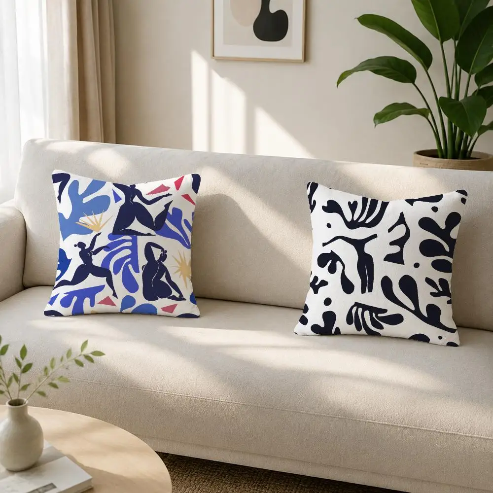 Modern Art Matisse Cut-Outs Pattern Cushion Cover Soft Plush Fluffy Throw Pillow Cases for Sofa Bedroom Home Decor