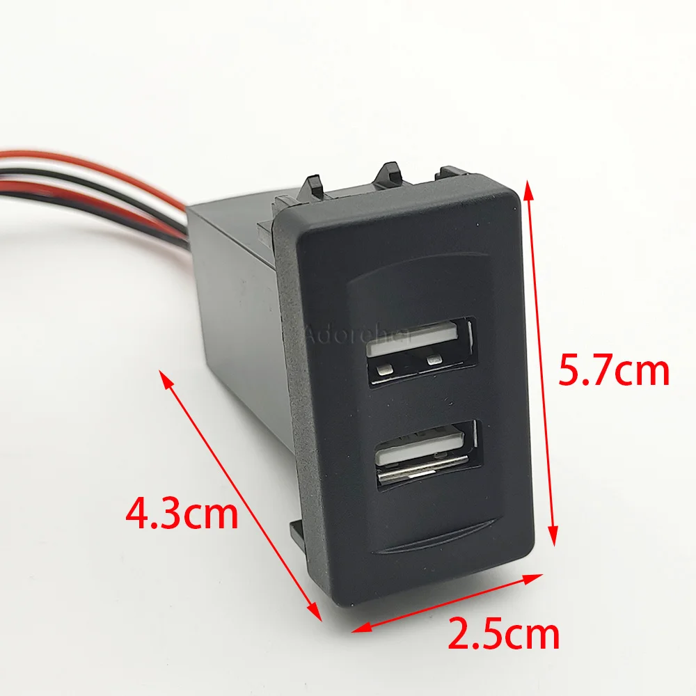 1PC Blue/Red LED Dual USB QC3.0 Modified Car Charger Dashboard Mount Socket Adapter Fit For VW Transport T4