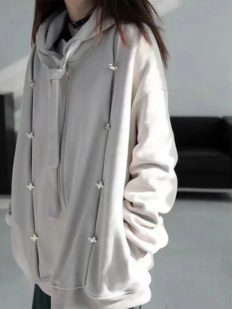 

[ZOCI] Women design hoodie, chic loose casual jacket, hooded top, ins cardigan New Fashion