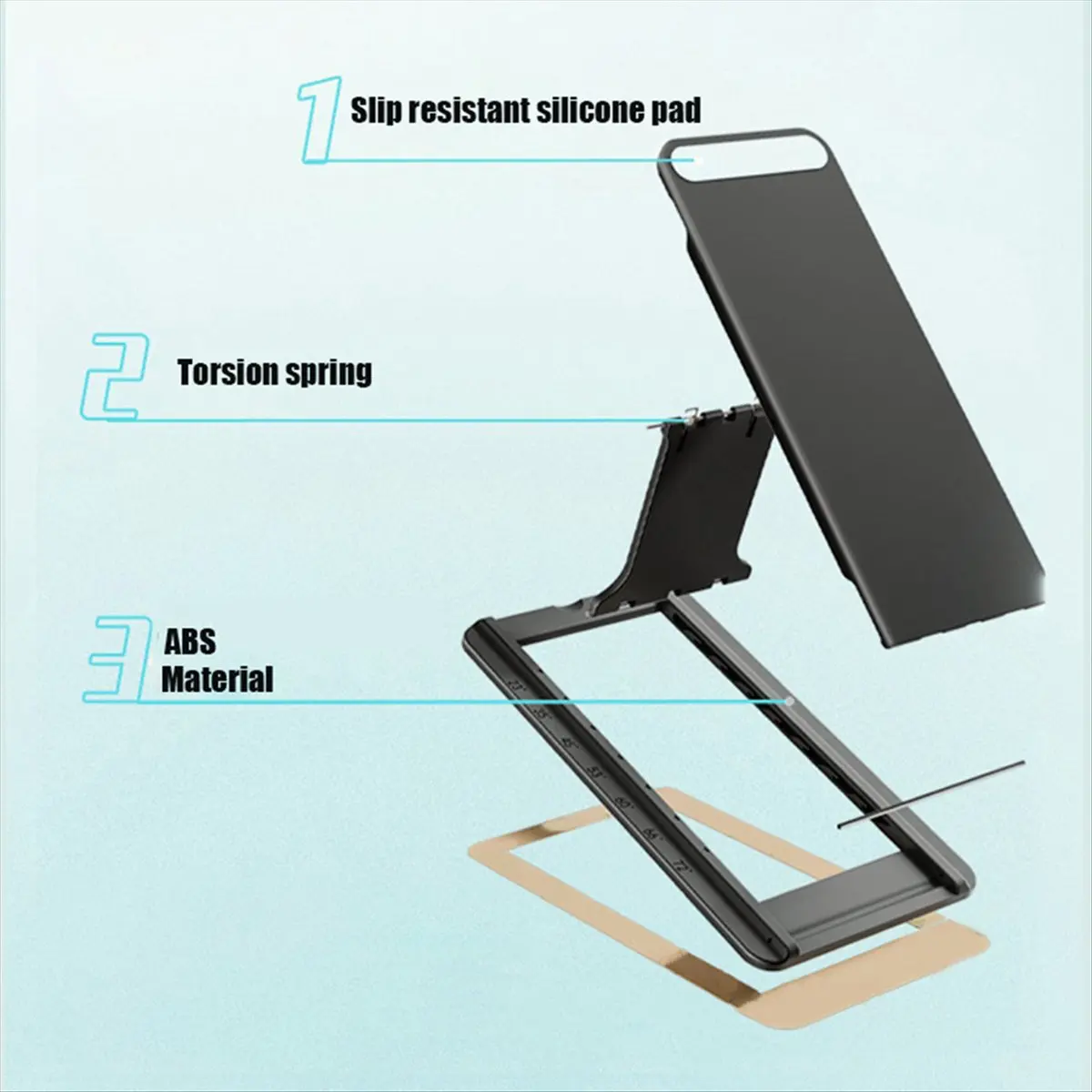 T35C Universal Tablet Stand Foldable Storage Portable Sticky Tablet Bracket for Desktop E-Reader Bracket Tablet Holder Black