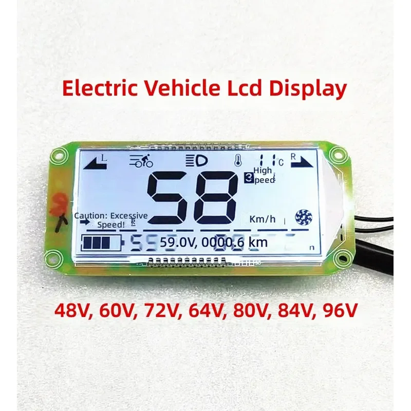 for Electric Vehicle LCD Display Universal 48V 60V 72V Power Code Meter Modified Instrument Panel