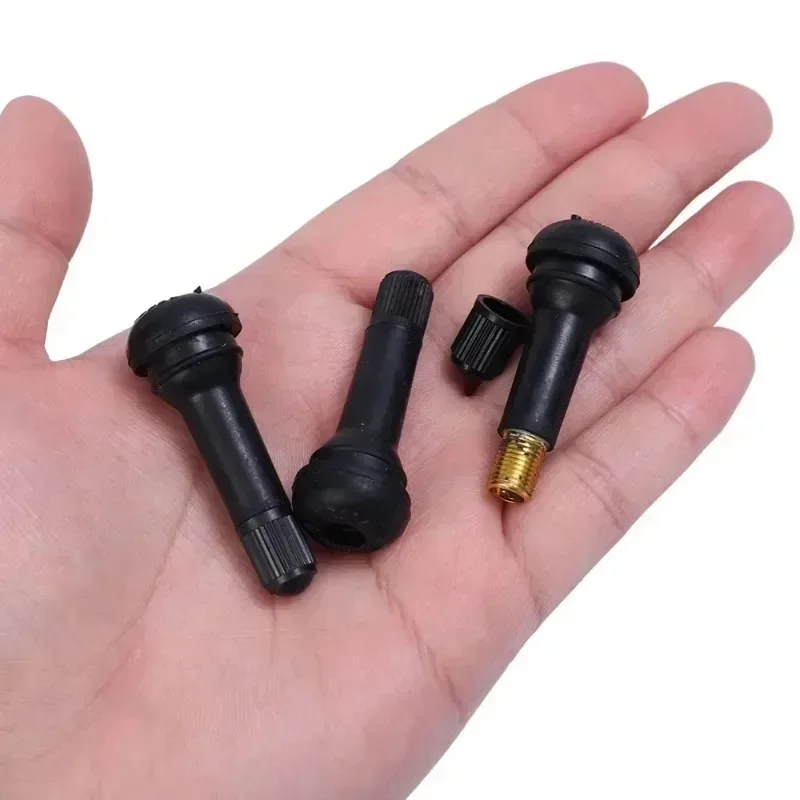 TR414 Tubeless Car Wheel Tire Valve Stems with Caps Tyre Rubber Valves with Dust Caps Black Rubber Valve Stems Accessories