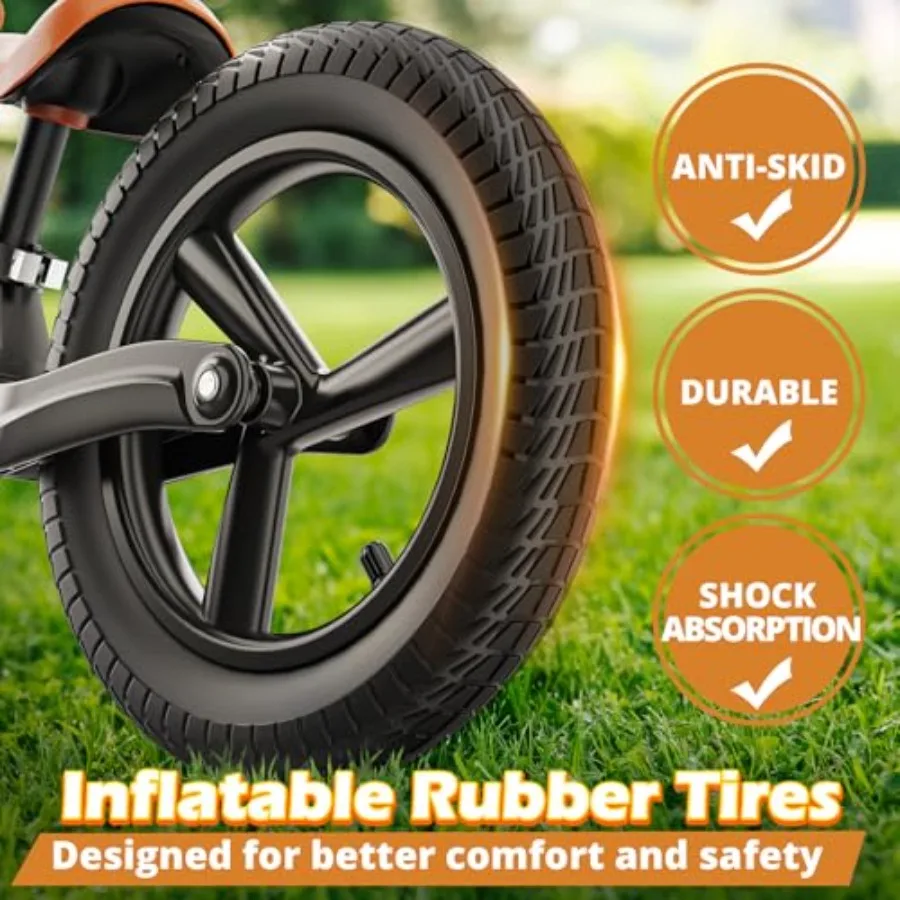 Rowerek biegowy 14 cali dla dzieci w wieku 3-6 lat, lekki pojazd do jeżdżenia z regulowanym siedziskiem i oponami z gumy powietrznej, idealny prezent urodzinowy.