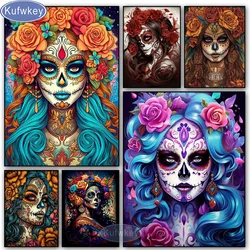 DIY Mexican Skull Woman Day of the Dead Diamond Painting Kits New 2024 Full Square Round Diamond Mosaic Embroidery Home Decor,
