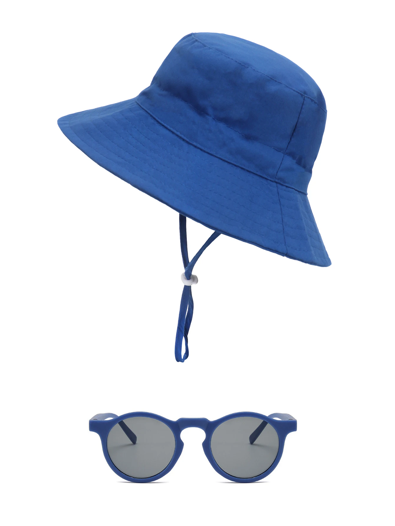 2 PCS A SET Large Brim Sun Hat for Boys and Girls Outdoor Summer Travel Beach Party Cap with Glasses