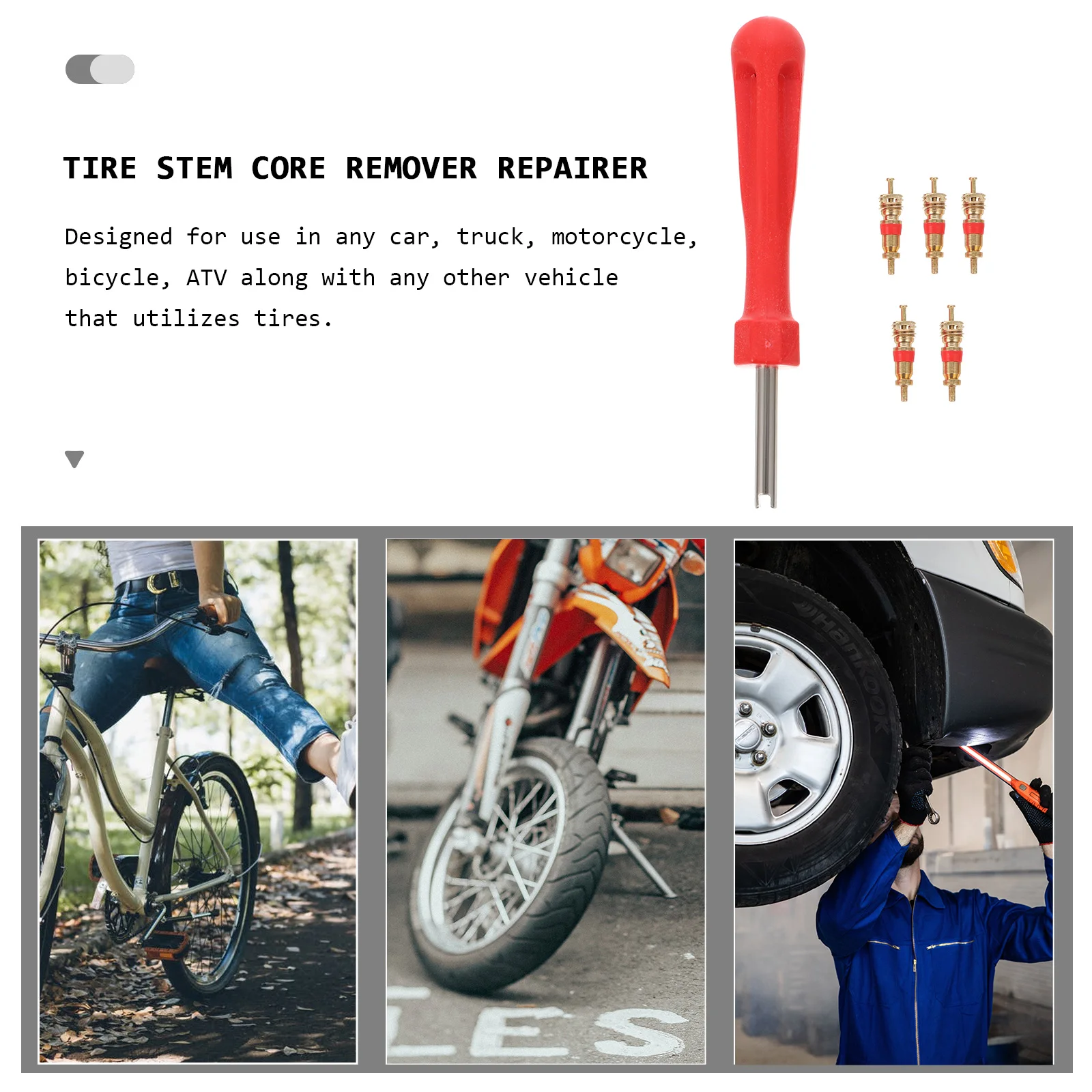

Valve Core Tire Tyre Repair Kit for Car Bike Motorcycle Heavy Duty Stem Remover Car Truck Motorcycle Tire Tyre Core 300PSI
