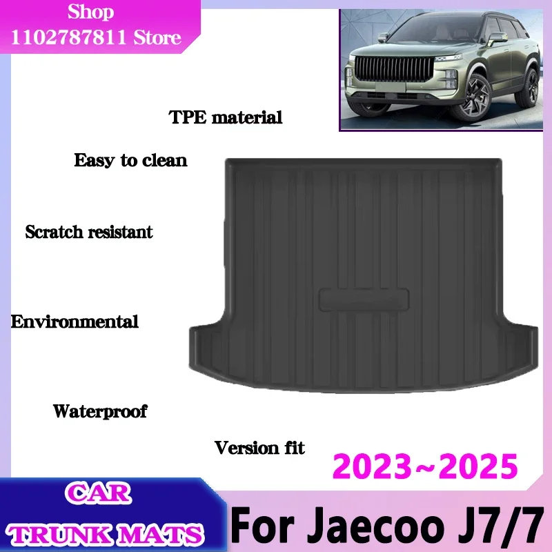 TPE Car Rear Trunk Mat For Jaecoo J7 Tansuo 06 2023 2024 2025 Fulwin T6 Tiggo 7 Auto Trunk Mat Easy Clean Waterproof Liner Tray