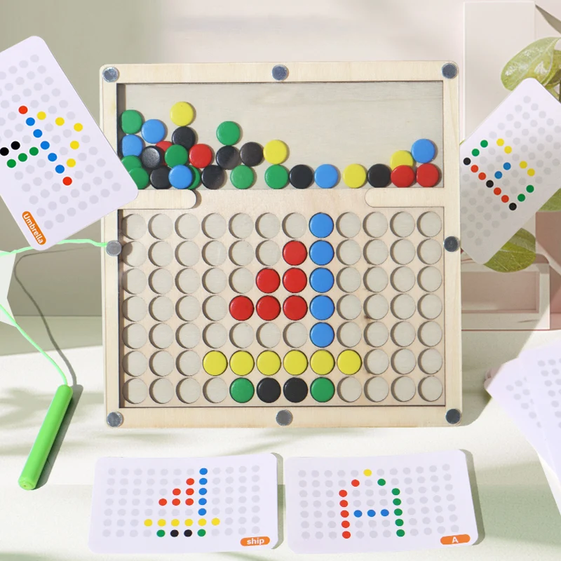 Magnetic Bead Maze for Toddlers DIY Doodle Board with Magnetic Pen Card Puzzle Montessori Educational Preschool Travel Toy Gifts