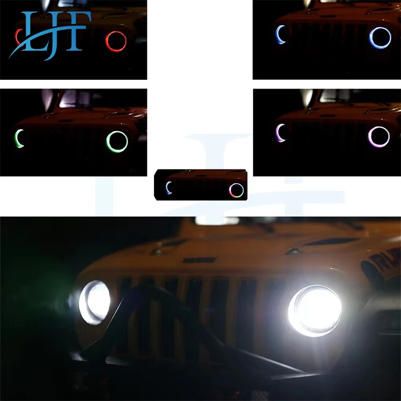 LJF Colorful Angel and Demon Eyes Headlight LED Lights for 1/10 YK4102 1/8 YK4082 YiKong RC Crawler Car Upgrade Accessories A16