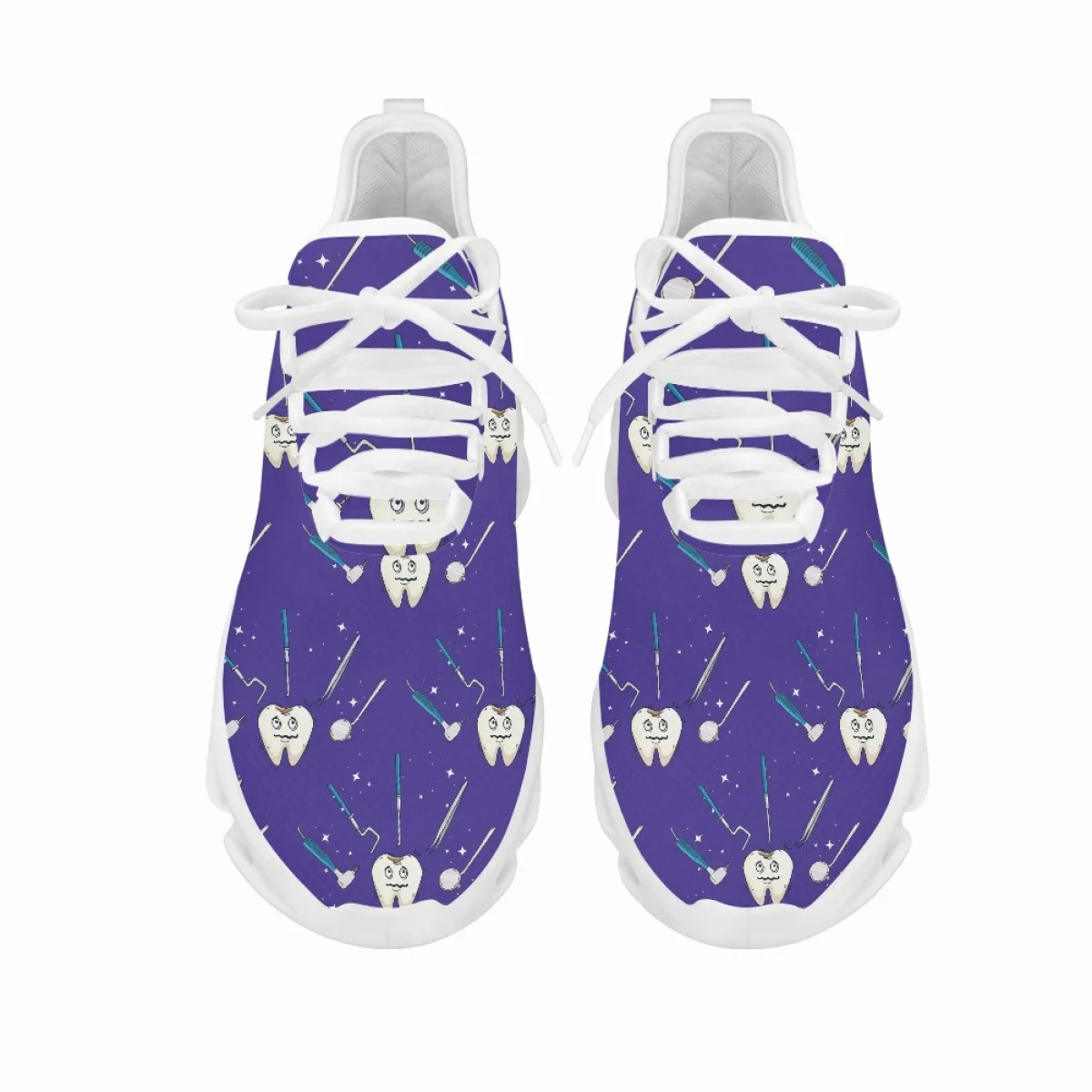 Yikeluo New Style Teeth Pattern Printed Women Mesh Swing Sneakers Soft Sport Shoes Fashion Ladies Running Dental Shoes 2022