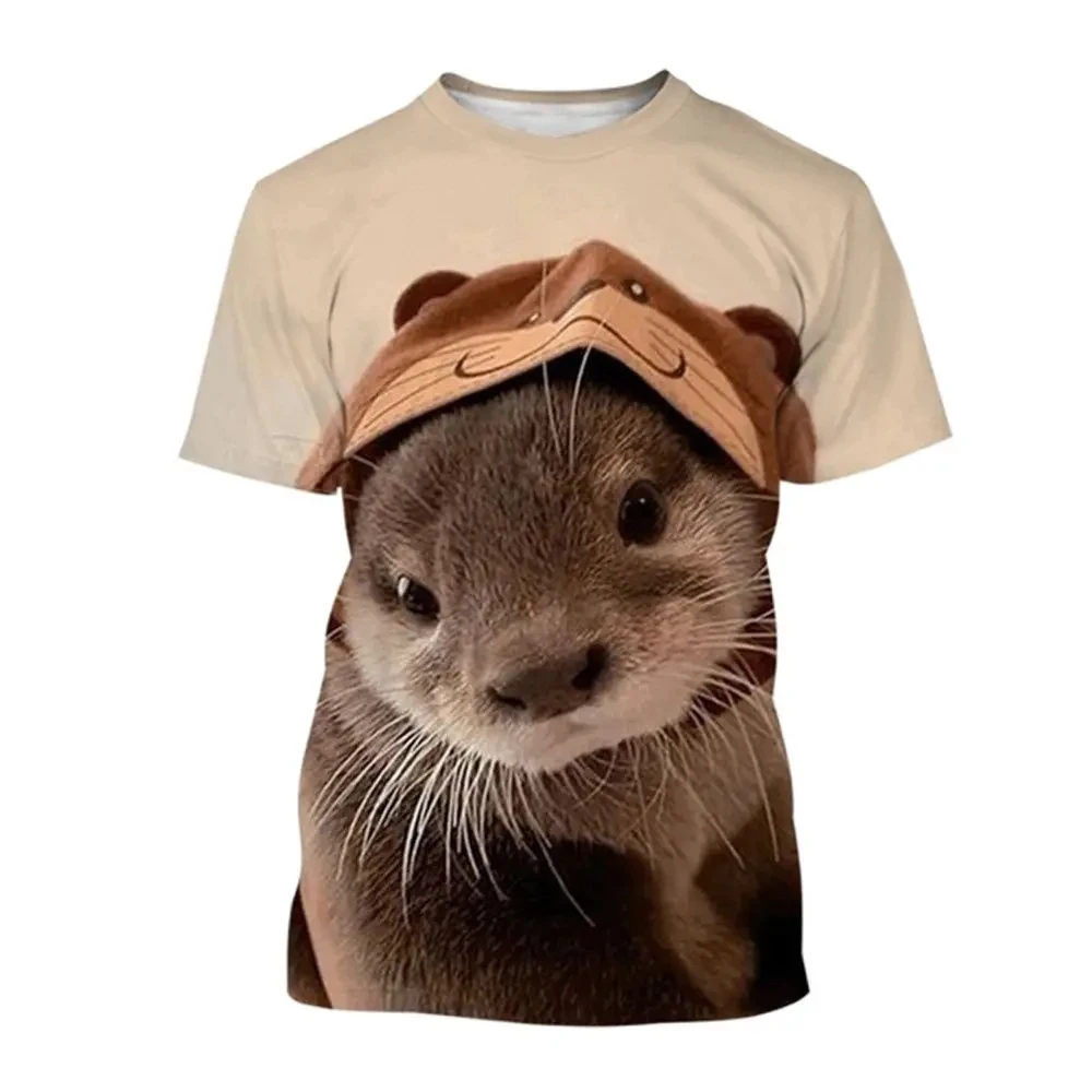 Animal Otter Pattern T-Shirt 3D Print O-Neck Men Women Tshirts Fashion Casual Short Sleeve Harajuku Unisex Clothing