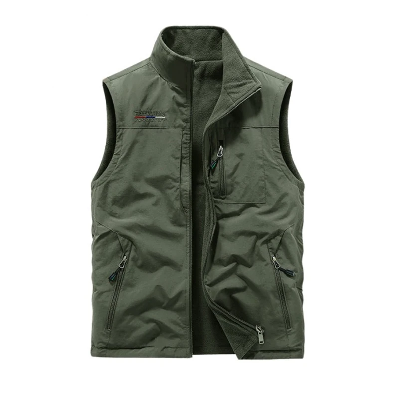 Autumn/Winter 2023 Double Sided Vest for Men's Outdoor Sports Tank Top, Shoulder Top, Plush Vest, Sleeveless Jacket