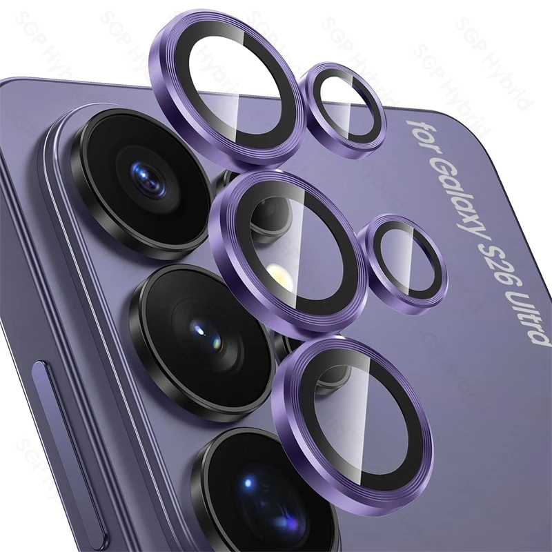 Metal Ring+Tempered Glass Individual Camera Protective Film for Samsung Galaxy S26 Ultra S26Ultra S 26Ultra 5G HD Rear Lens Cap