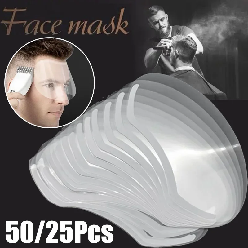 50/25Pcs Disposable M Shape Self-adhesive Salon Make Up Shower Face Shields Visors Masks for Hairspray Beauty Hair Styling Tools