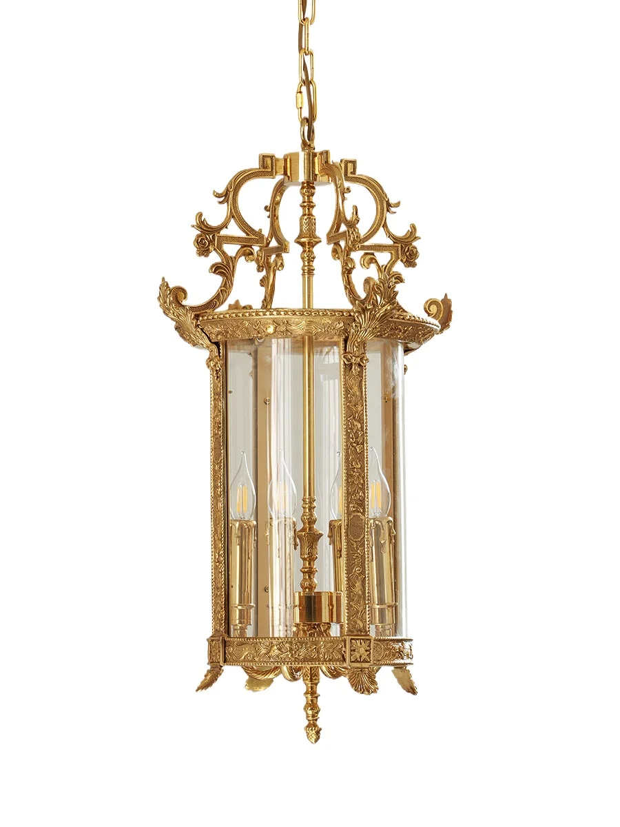 

French birdcage chandelier European restaurant dewaxing all copper entrance balcony corridor foyer retro luxury