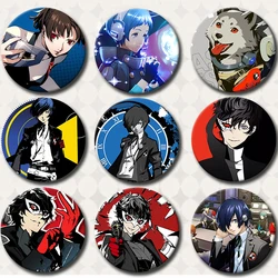 Persona 3 Game Brooches P3/5 Shin Takeba Megami Yuuki Tensei Makoto Yukari Cosplay Badge Round Tinplate Brooch Pins for Backpack