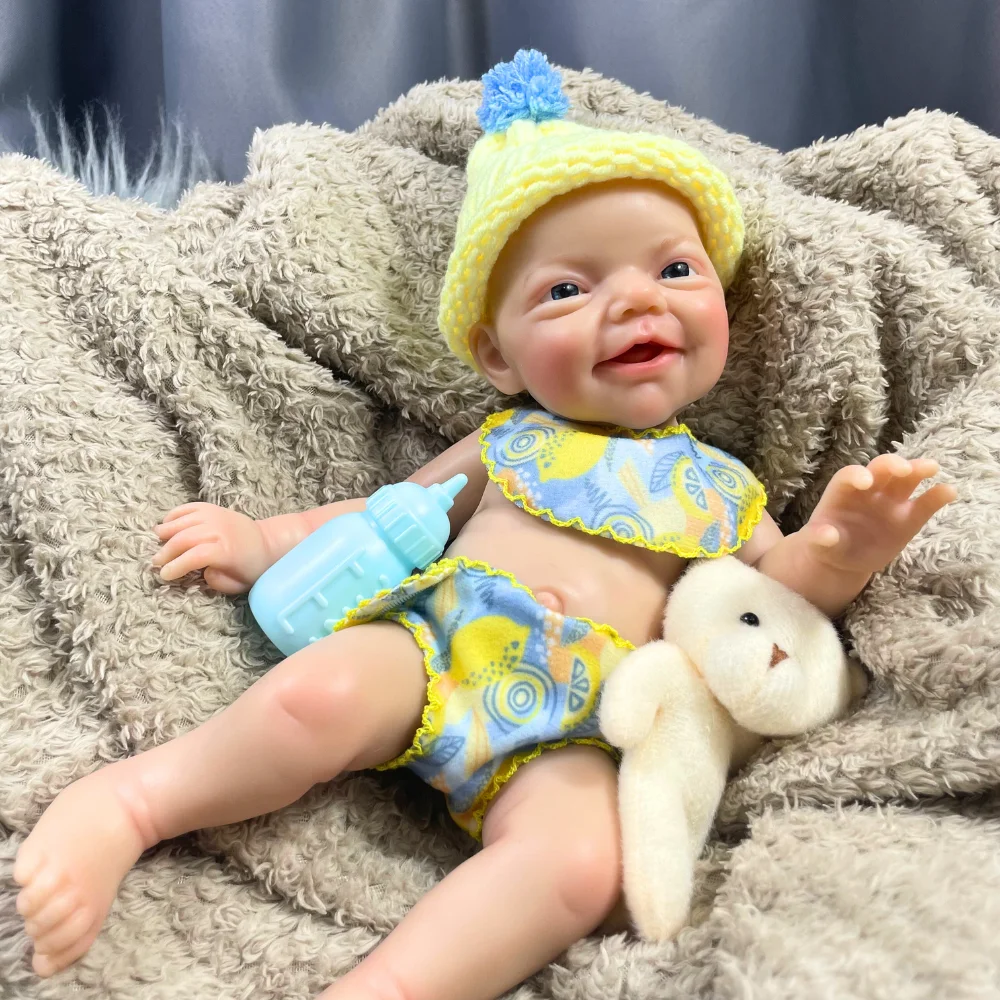 

Mini 13 Inch Silicone Reborn Baby Doll Charlie Boy Body Lifelike Soft Solid Silicone Washable Doll Christmas Gift Toy