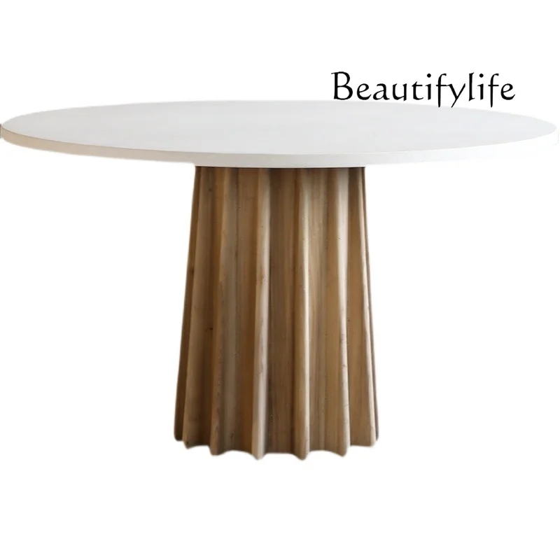 Northern European-Style Belgium Silent Style/Allen Solid Wood Light Cement Surface round Dining Table Designer