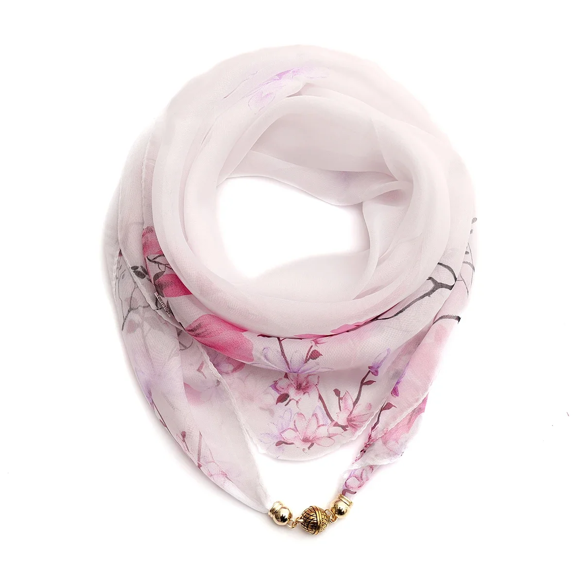 Magnet Buckle Silk Scarf Neckerchief Printing Scarves Women Skinny Headband Hand Wrist Bag Scarf Fashion Necklace Accessories