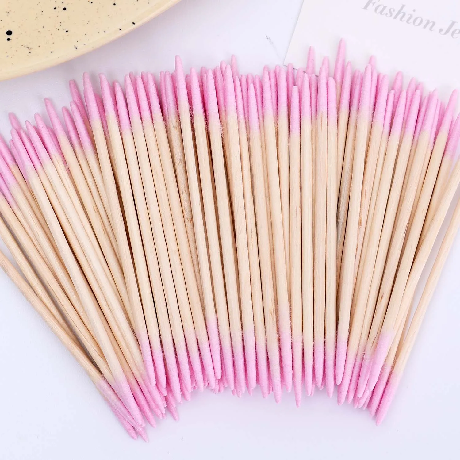 100/500 قطعة مسحات القطن الخشبية القابل للتصرف مزدوجة الرأس أحمر الشفاه الأذن رمش تنظيف مسحات القطن مسمار الغراء إزالة أدوات ماكياج
