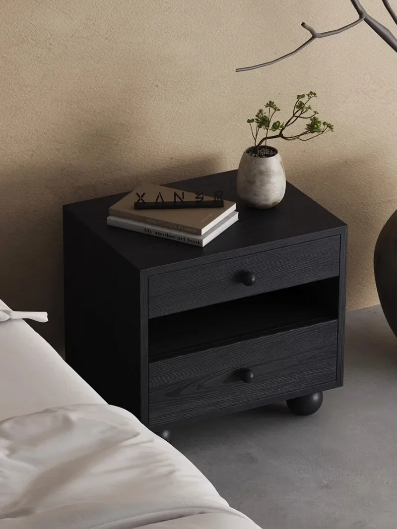 Nordic Minimalist Wooden Drawing Room Bedside Table Drawer Storage Cabinet Retro Nightstands Mesa De Cabeceira Furniture