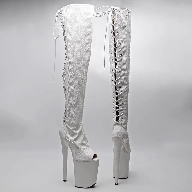 LAIJIANJINXIA New 23CM/9Inch PU Upper Women's Platform Party High Heels Modern Over The Knee Boots Pole Dance Shoes 129