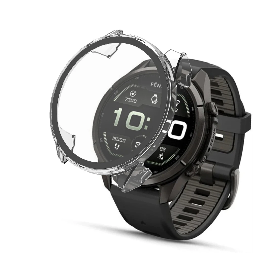 Ochronne etui na zegarek Garmin Fenix 9 Pro z hartowanego szkła, pasujące do modeli 51 mm, 47 mm i 43 mm, z twardą, odporną na uderzenia obudową z poliwęglanu (PC) i ochroną ekranu. — 2
