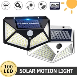 New 100 LED Solar Wall Lights Outdoor Solar Lamp 3 Modes 4 Sides Luminous With PIR Motion Sensor for Garden Garage 1/2/4PCS