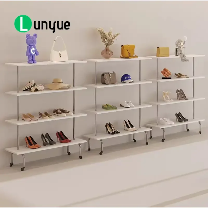 Simple Stainless Steel Shoe Rack Multi Layer Floor Standing Display Shelf Practical Storage Organizer for Entryway Closet